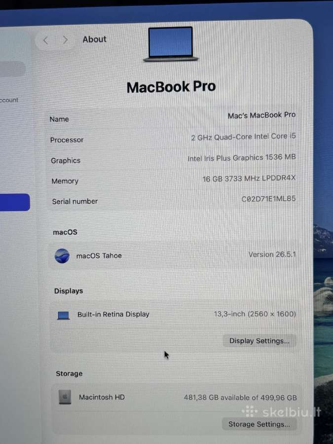 MacBook Pro 2020 16/512gb - nuotraukos Nr. 6