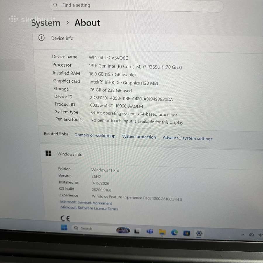 Lenovo Thinkpad E14 Gen 5 I7-1355u 16gb 256 SSD 14 - nuotraukos Nr. 9