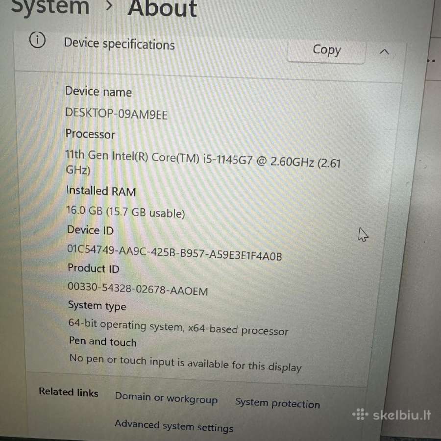 Lenovo Thinkpad T14s Gen2 I5-1145g7 16gb 256ssd 14 - nuotraukos Nr. 12