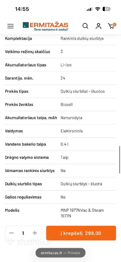 Bissell Vac&steam siurblys-šluota - nuotraukos Nr. 5