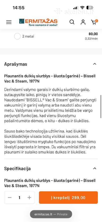 Bissell Vac&steam siurblys-šluota - nuotraukos Nr. 6