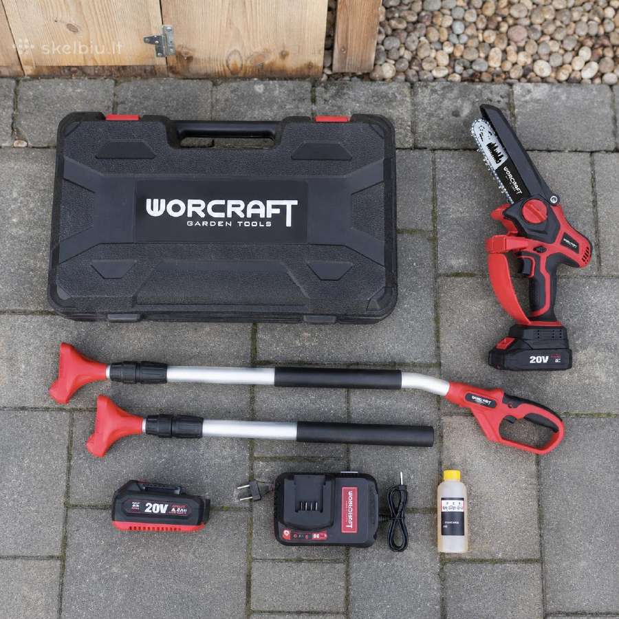 Teleskopinis mini grandininis pjūklas Worcraft 20v - nuotraukos Nr. 2