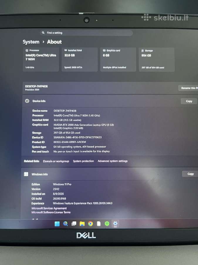 Precision 3591, Ultra Core 7 165h, Rtx 2000 Ada - nuotraukos Nr. 3