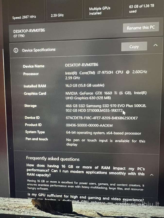 Dell G7 7790 nešiojamas kompiuteris - nuotraukos Nr. 2