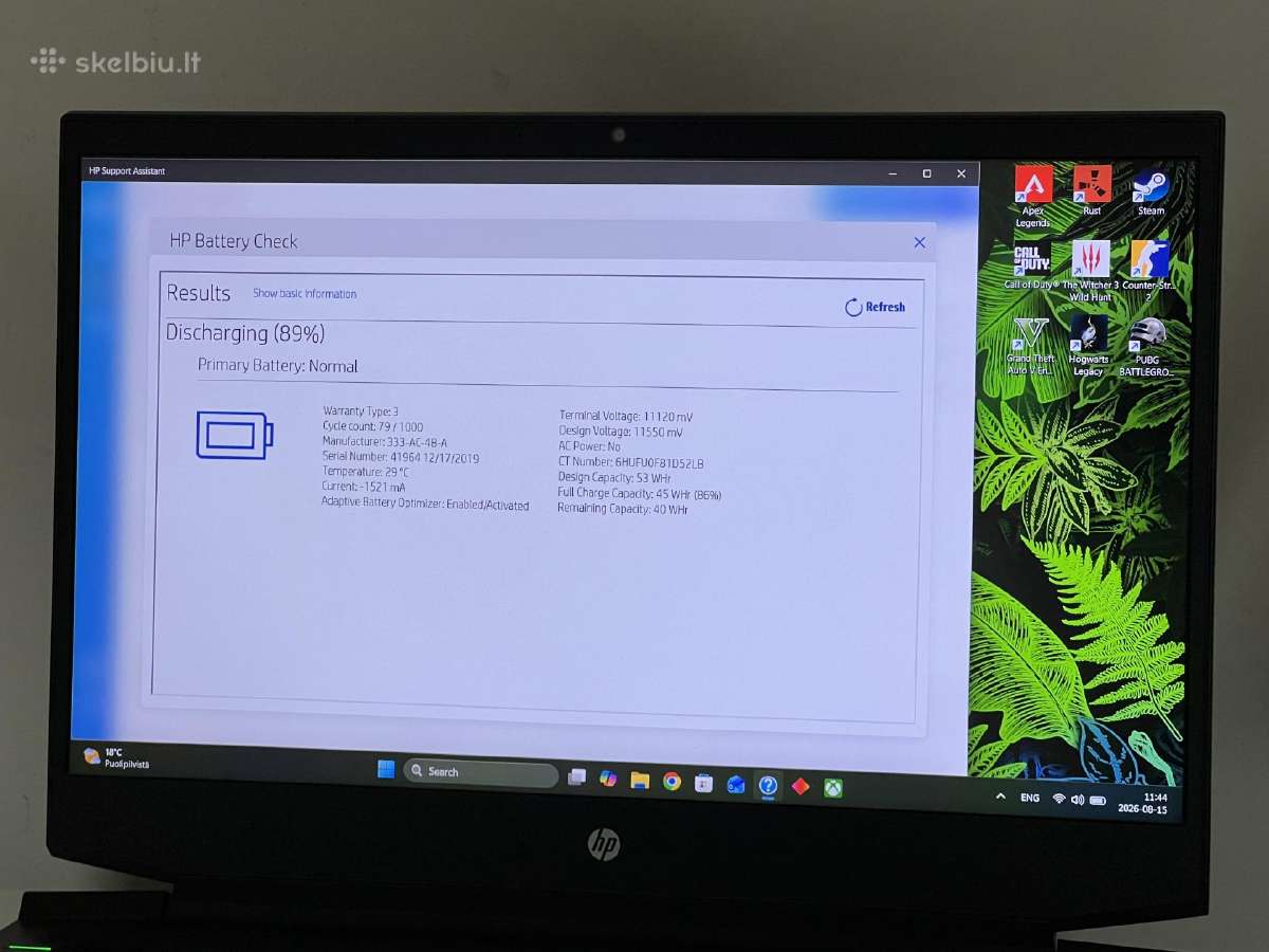 Parduodamas Hp Pavilion su Gtx 1660ti, 144hz, 1tb. - nuotraukos Nr. 9