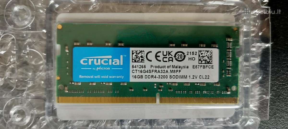 Nauji Crucial atminties moduliai 2x Ddr4 16gb - nuotraukos Nr. 3