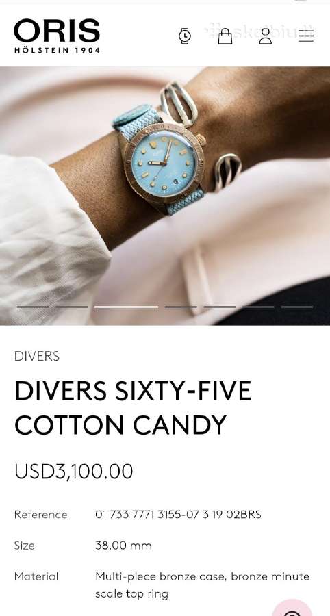 Oris sixty five cotton candy diver 38mm. Bronza - nuotraukos Nr. 6