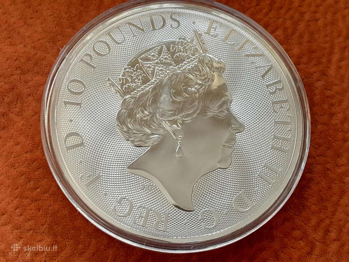 10 oz sidabrinė moneta queen's beasts griffin - nuotraukos Nr. 2