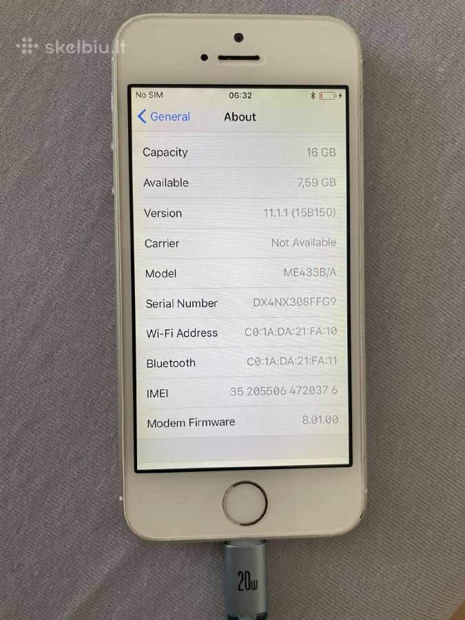 iPhone 5S 16gb white - nuotraukos Nr. 10