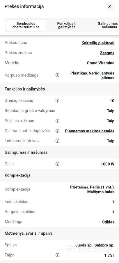 Kokteilių plaktuvas Zeegma Grand Vitamine - nuotraukos Nr. 10