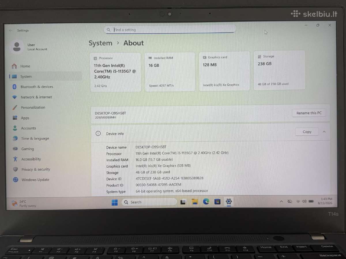 Lenovo Thinkpad T14s Gen 2 - nuotraukos Nr. 6