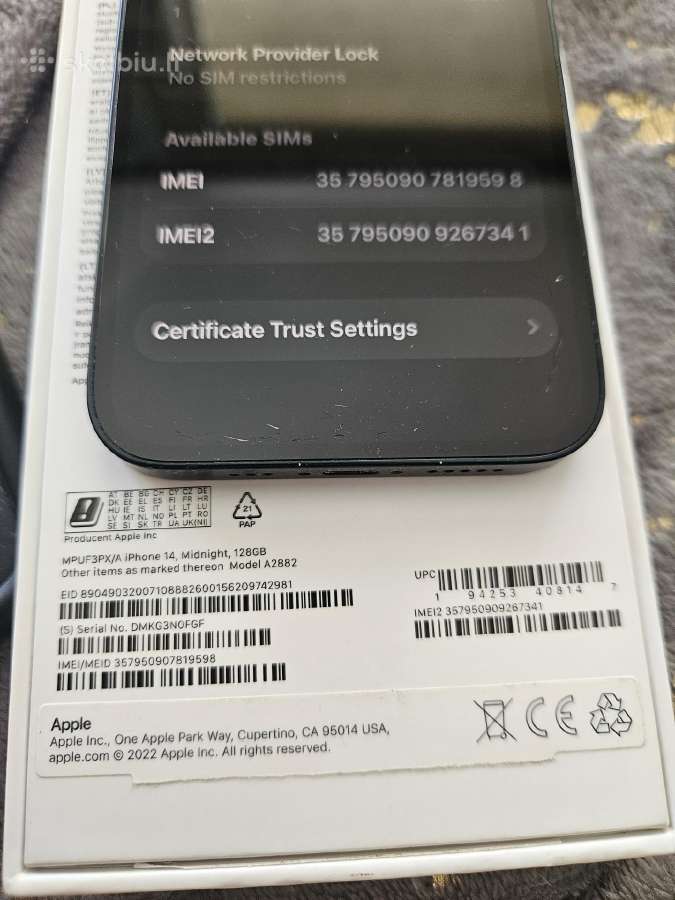 iPhone 14 128gb Midnight Labai Gero Stovio - nuotraukos Nr. 5