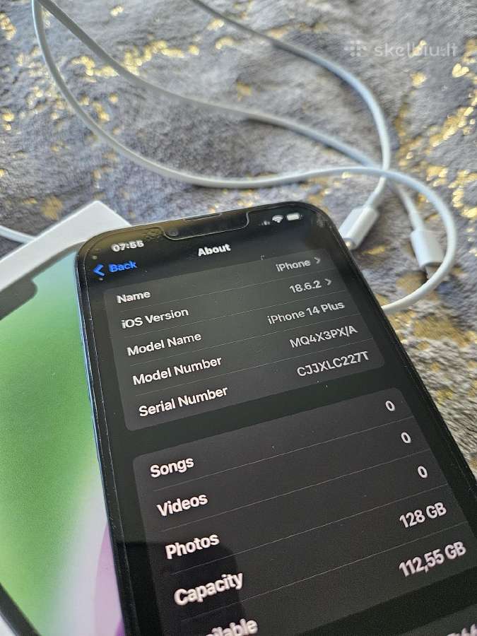 iPhone 14 Plus Midnight 128gb Labai Geros Būklės - nuotraukos Nr. 2