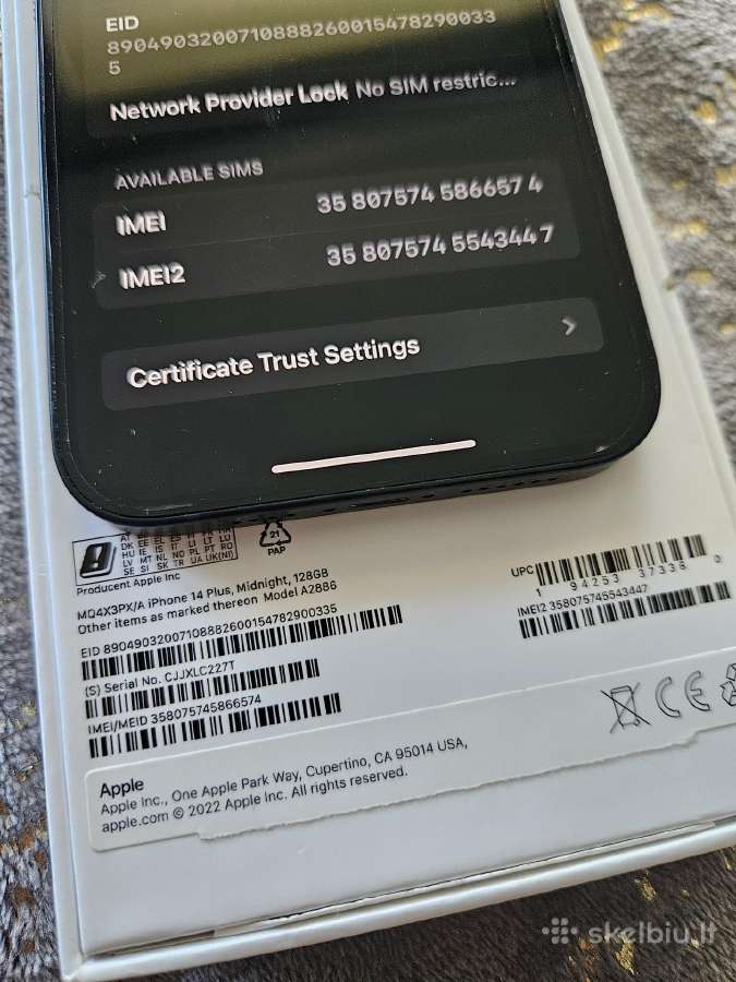 iPhone 14 Plus Midnight 128gb Labai Geros Būklės - nuotraukos Nr. 3