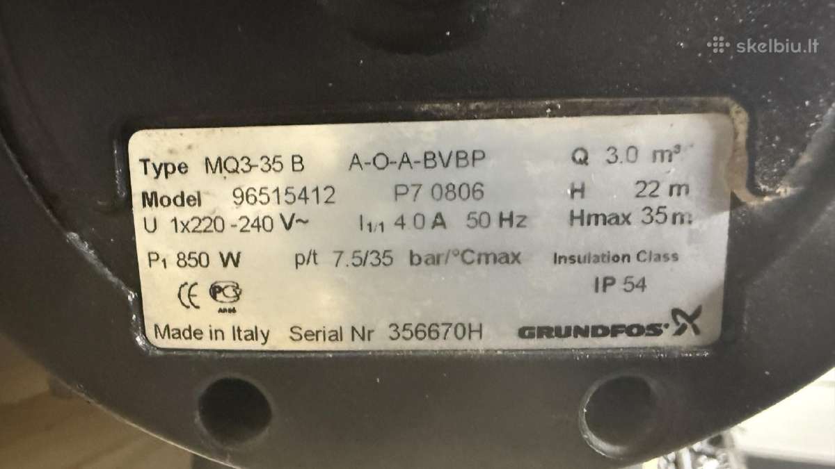 Grundfos Mq 3-35 – autom vandens siurblys - nuotraukos Nr. 2