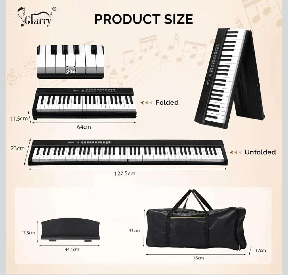 Sulankstomas 88 klavišų pianinas Glary - nuotraukos Nr. 2