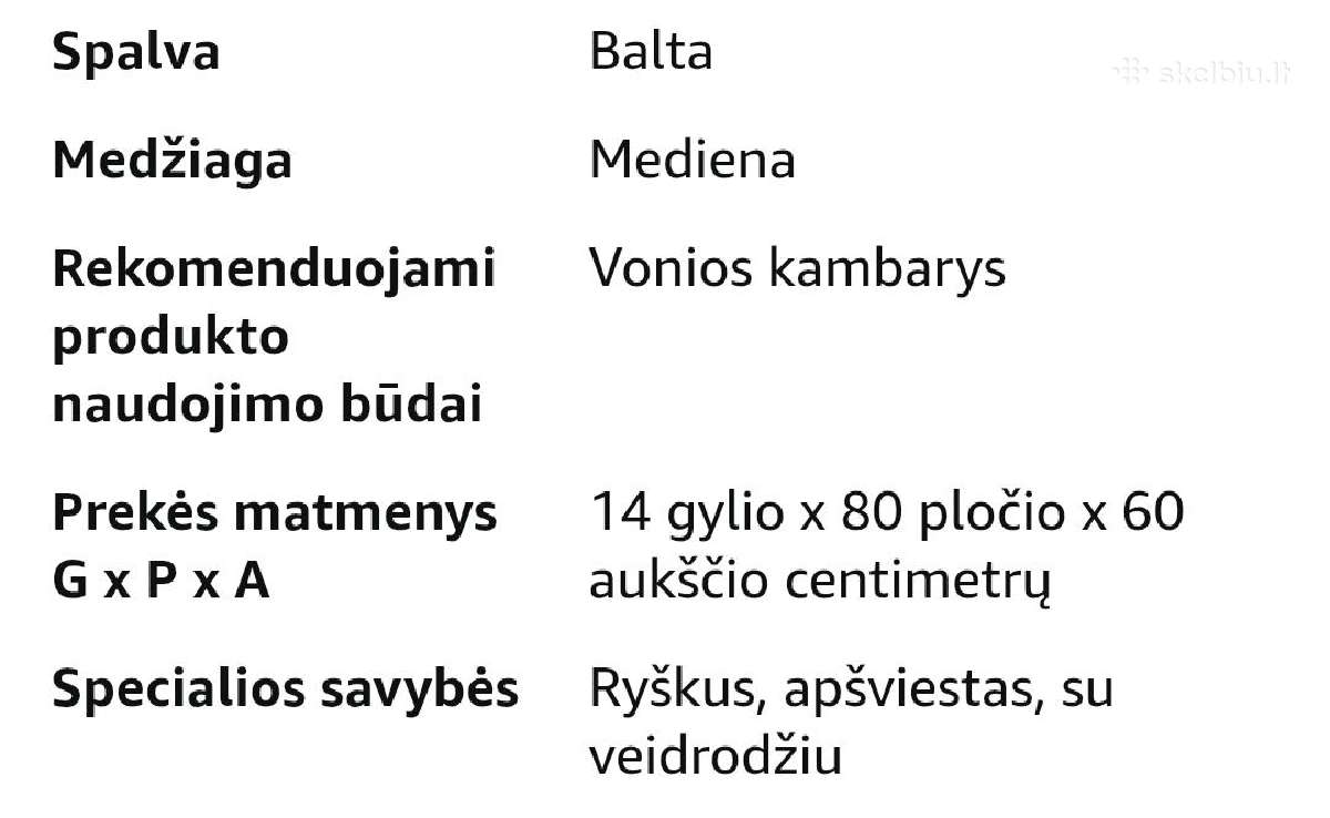 Vonios pakabinama spintelė su LED veidrodžiu - nuotraukos Nr. 6