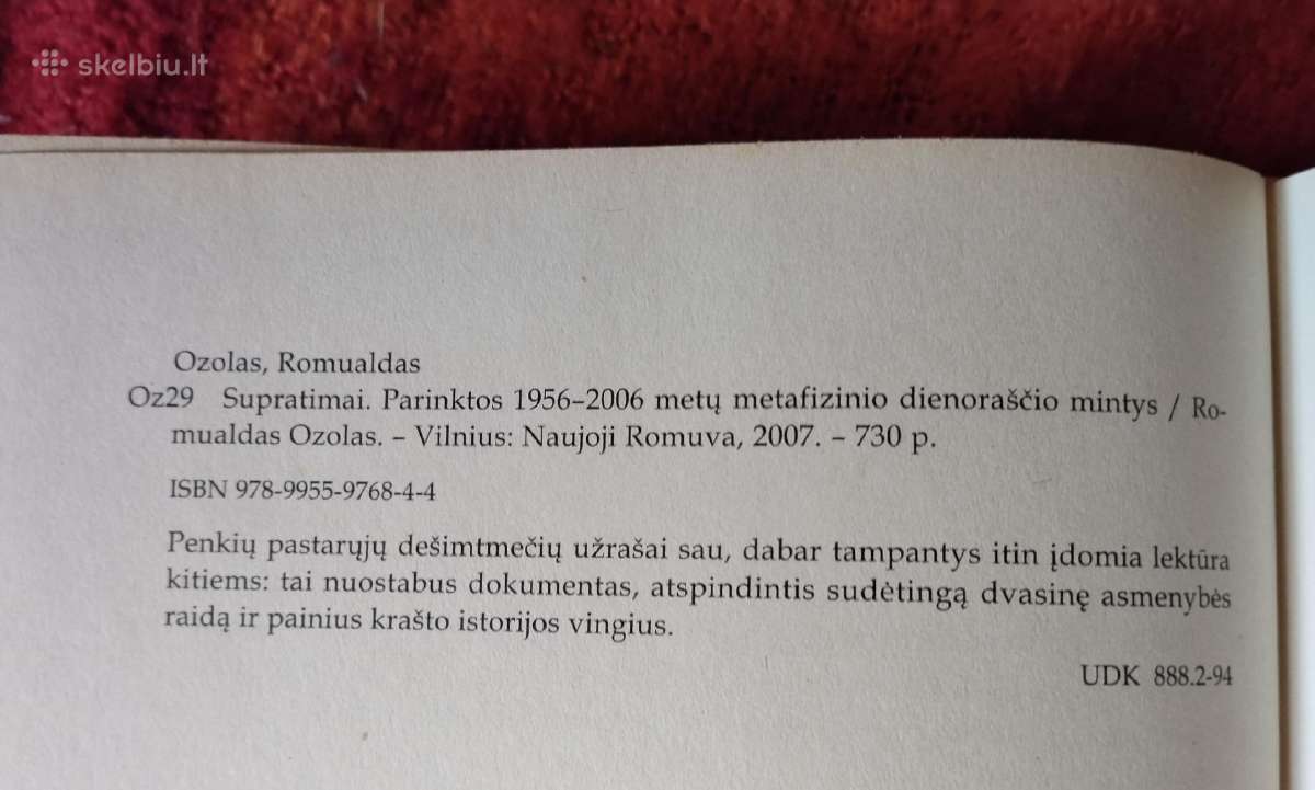 Knyga R. Ozolas Supratimai. - nuotraukos Nr. 2