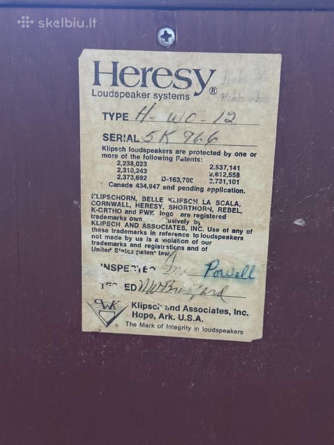 Klipsch Heresy I (1972m) - nuotraukos Nr. 8