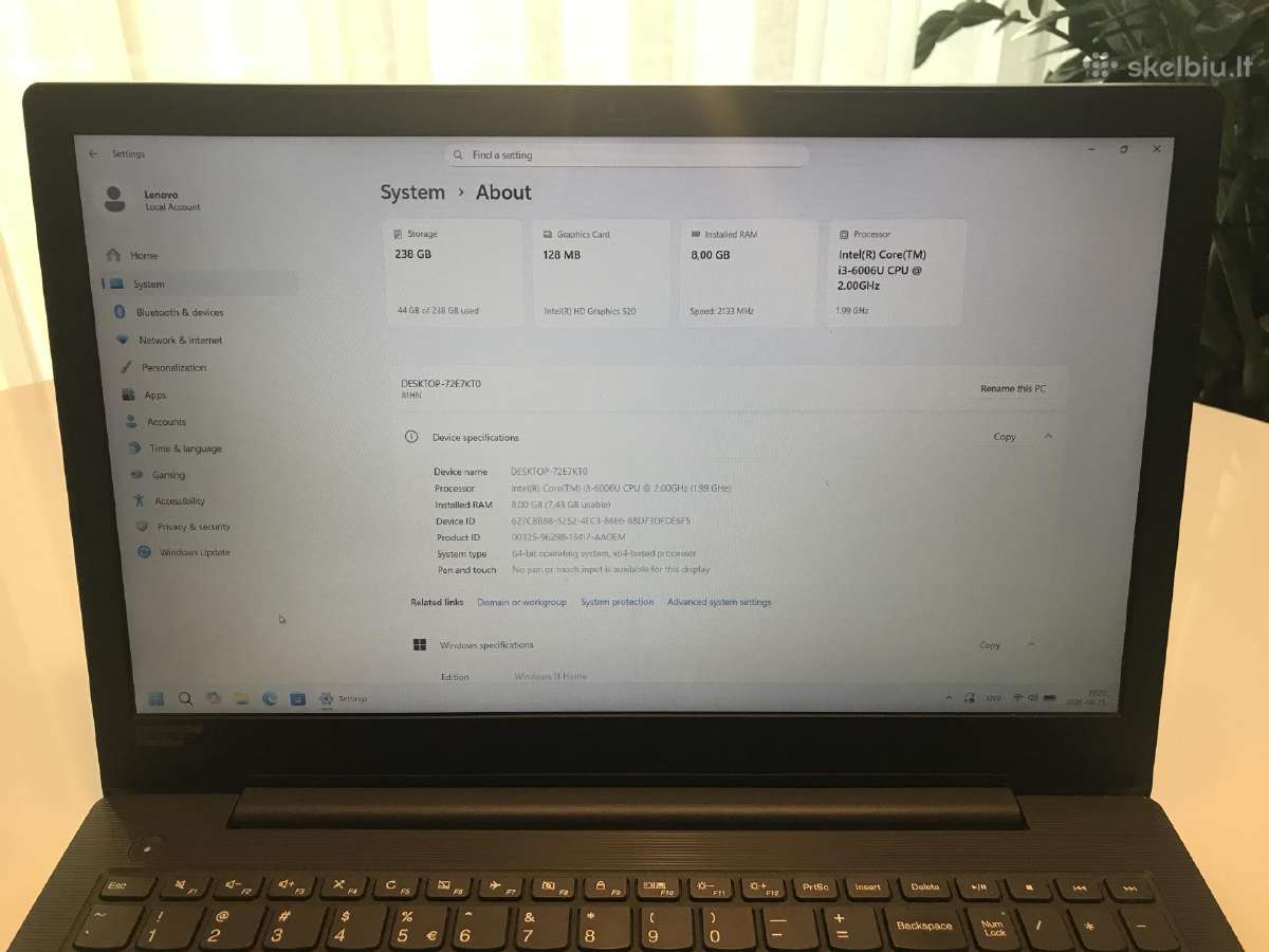 Nešiojamas kompiuteris Lenovo V130-15ikb - nuotraukos Nr. 2