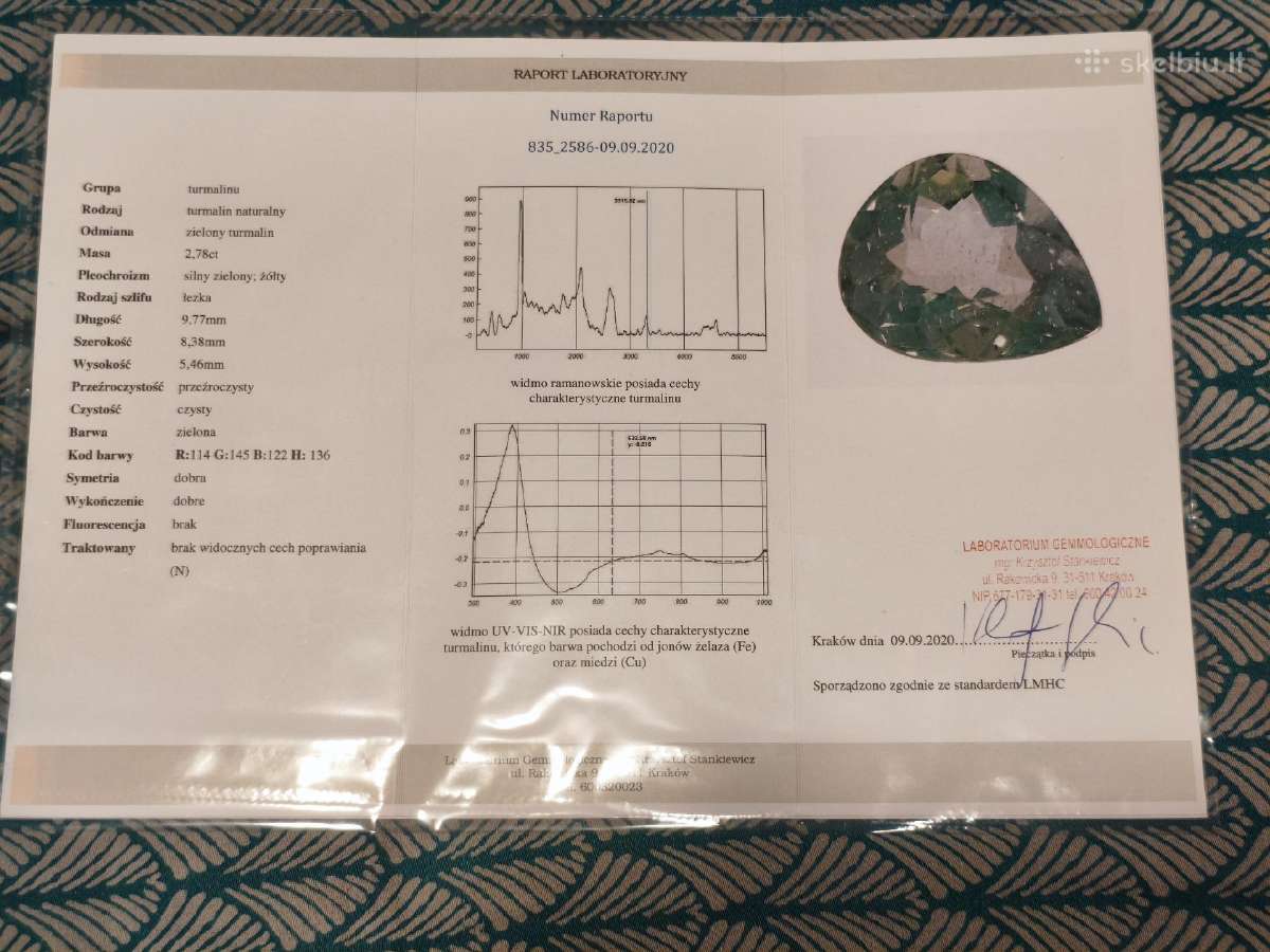Retas - Žalias Turmalinas 2,78 ct Lašas Fe + Cu - nuotraukos Nr. 2