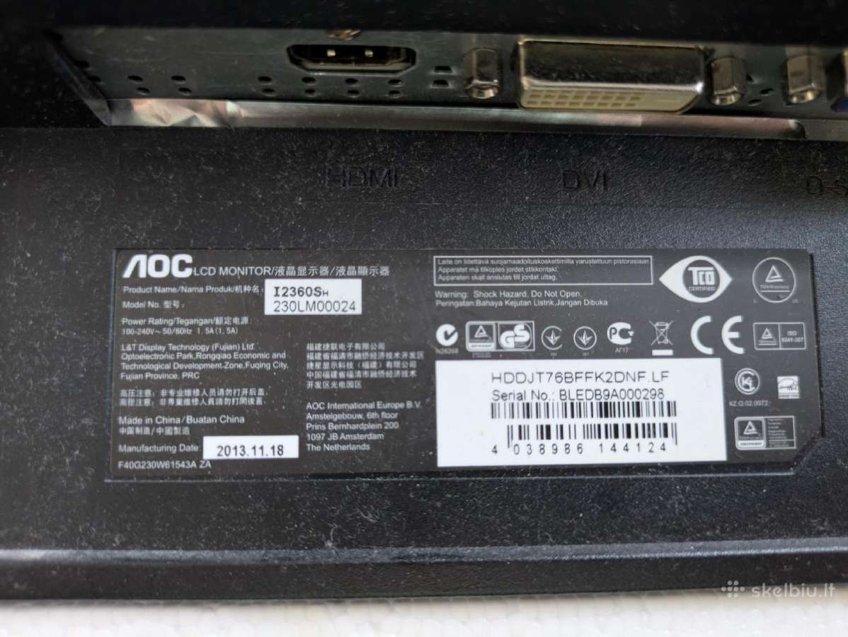 Aoc i2360sh 23'' Ips Fhd Hdmi Dvi - nuotraukos Nr. 3