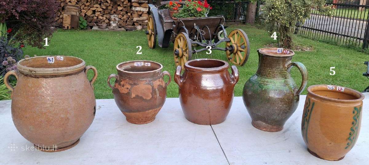 Senovinės molinės puodynės, ir pintos beržo tošimi - nuotraukos Nr. 9