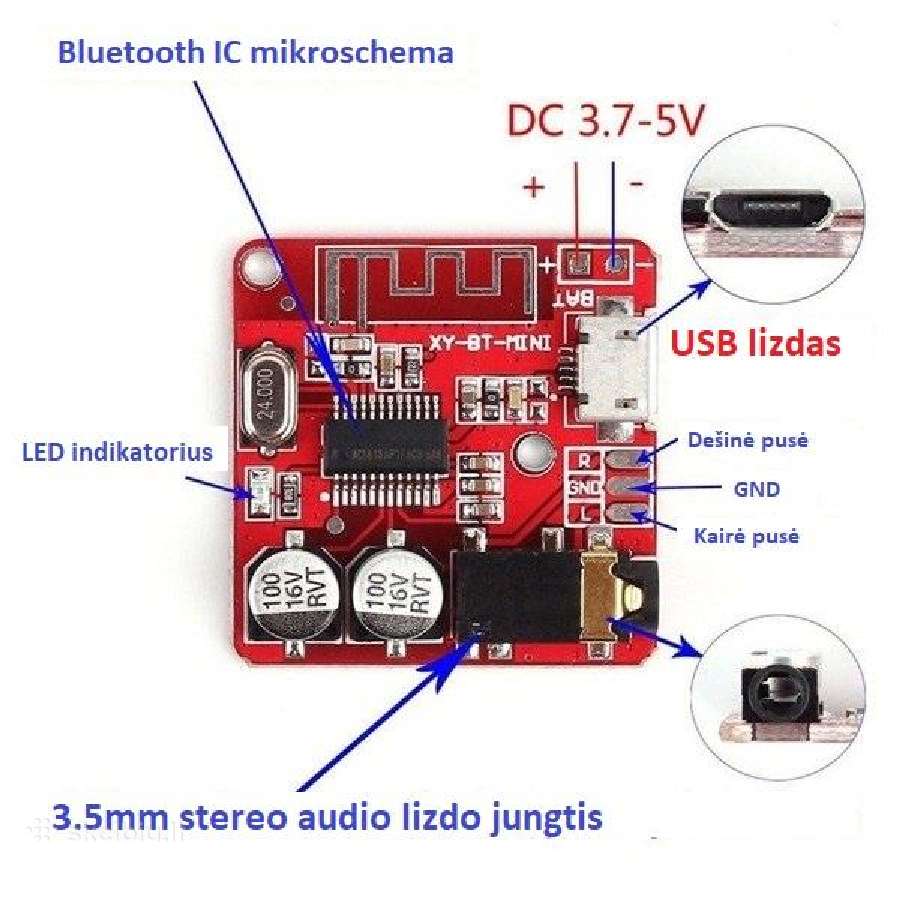 Bluetooth modulis Bt-mini Pcb - nuotraukos Nr. 3