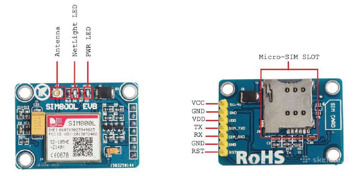 2g Gsm/gprs sim modulis Sim800l - nuotraukos Nr. 3