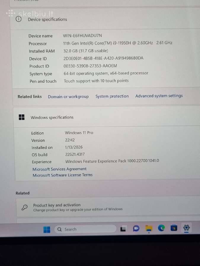 Dell Precision 5760 i9 17" Uhd+ Rtx - nuotraukos Nr. 11