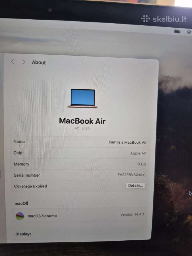 MacBook ai m1 8gb - nuotraukos Nr. 5