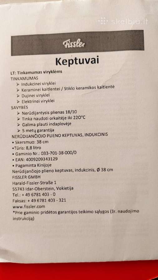 Fissler keptuvas - nuotraukos Nr. 3