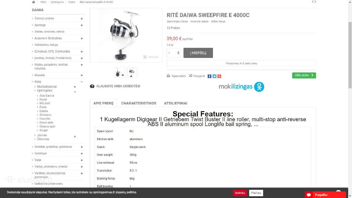 Parduodu rites Daiwa, Shimano Stradic, Browning - nuotraukos Nr. 4