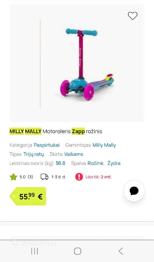 Paspirtukas mergaitei milly mally - nuotraukos Nr. 13