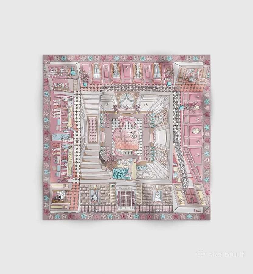 Nauja šilkinė skarelė Dior Avenue 90 Square Scarf - nuotraukos Nr. 4
