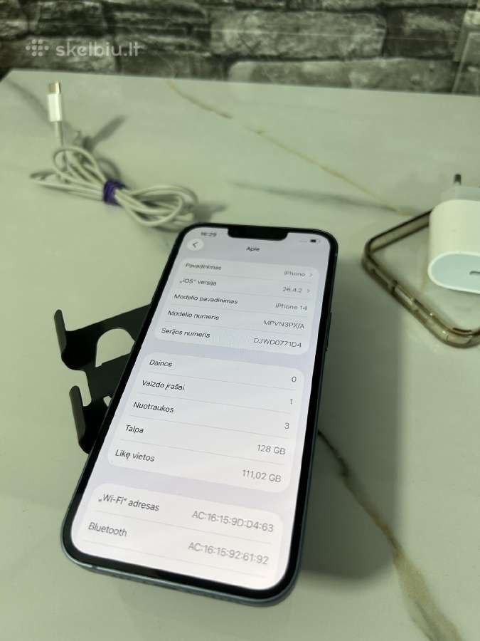 iPhone 14 128gb 85% Light Blue - nuotraukos Nr. 9