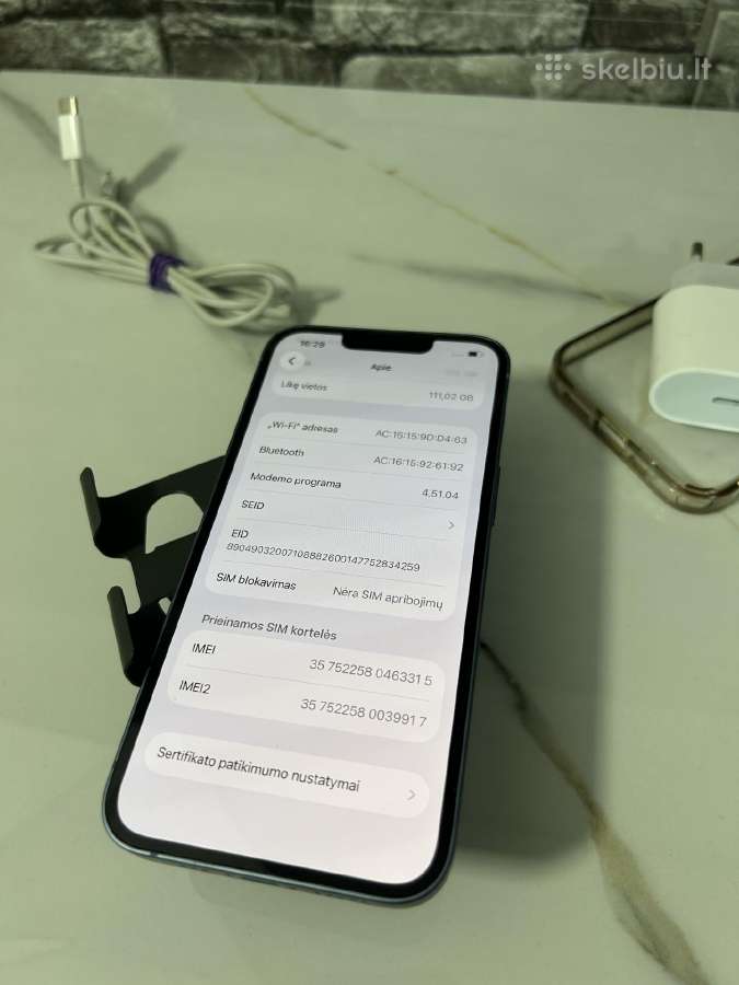 iPhone 14 128gb 85% Light Blue - nuotraukos Nr. 10