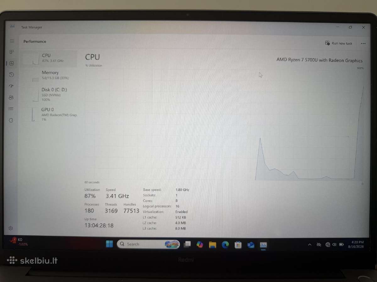 Xiaomi Redmibook Pro 14 Ryzen 7 5700u 16gb - nuotraukos Nr. 4