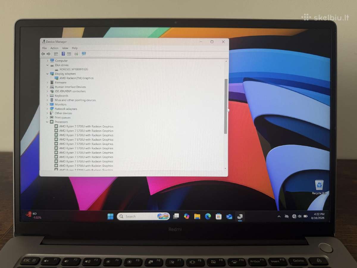 Xiaomi Redmibook Pro 14 Ryzen 7 5700u 16gb - nuotraukos Nr. 8