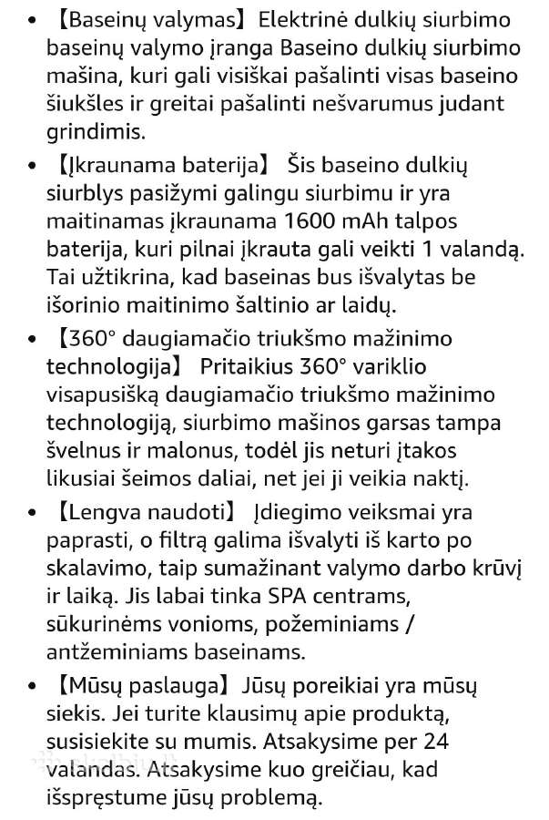 Belaidis baseino valymo siurblys - nuotraukos Nr. 4