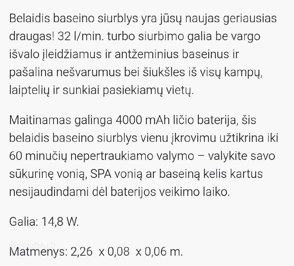 Belaidis baseino valymo siurblys - nuotraukos Nr. 5