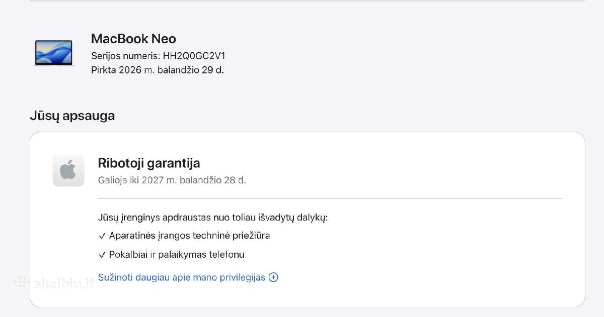 Parduodamas labai mažai naudotas „MacBook Neo - nuotraukos Nr. 6