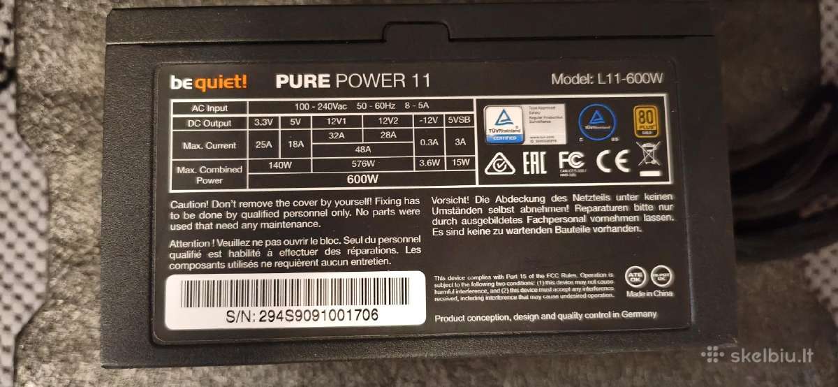 Maitinimo blokas Bequiet 600w Pure Power 11 Gold - nuotraukos Nr. 2