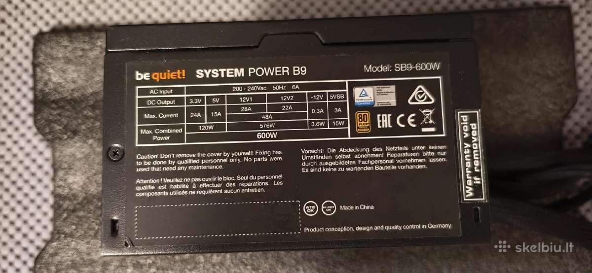 Maitinimo blokas Bequiet 600w Power B9 Bronze - nuotraukos Nr. 2