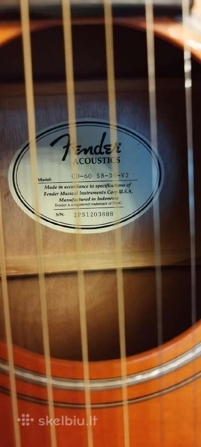 Beveik nauja Fender CD-60 SB-DS-v2 akustinė gitara - nuotraukos Nr. 4