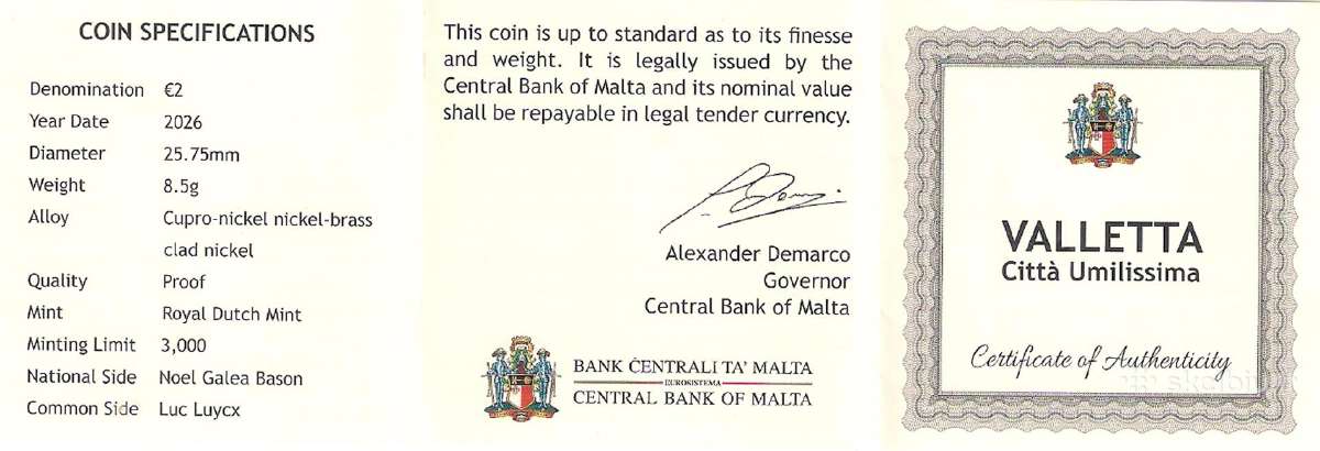 Malta 2026 Valetos tvirtovė Proof - nuotraukos Nr. 6