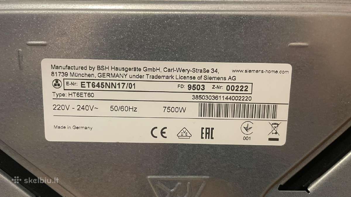 Siemens elektrinė kaitlentė - nuotraukos Nr. 3