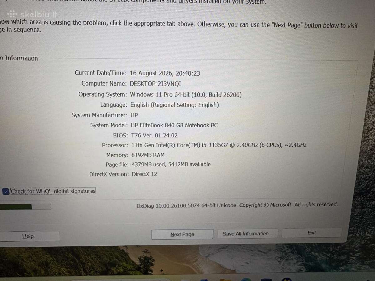 Hp Elitebook 840 G8. 11 kartos „Core i5“. 256 GB S - nuotraukos Nr. 2