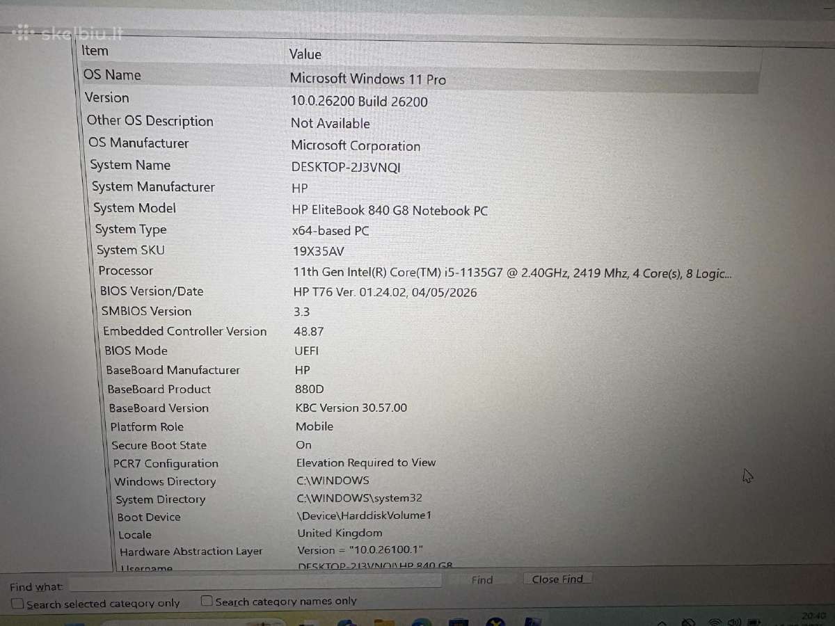 Hp Elitebook 840 G8. 11 kartos „Core i5“. 256 GB S - nuotraukos Nr. 3