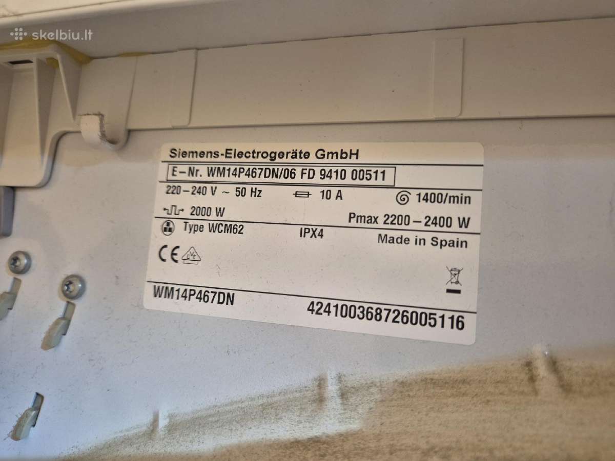 Siemens iq500 7kg 1400rpm Wm14p467dn - nuotraukos Nr. 2